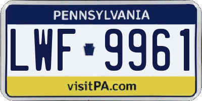 PA license plate LWF9961