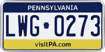 PA license plate LWG0273