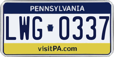 PA license plate LWG0337