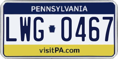 PA license plate LWG0467