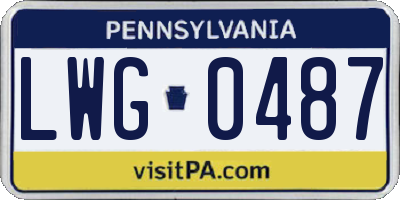 PA license plate LWG0487