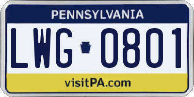 PA license plate LWG0801
