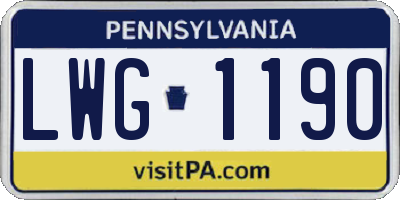 PA license plate LWG1190