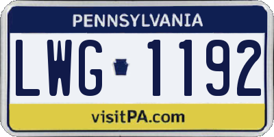 PA license plate LWG1192