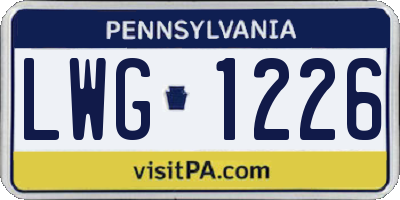 PA license plate LWG1226
