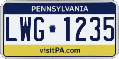 PA license plate LWG1235
