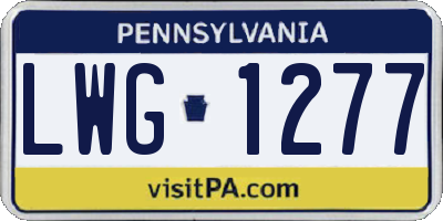 PA license plate LWG1277