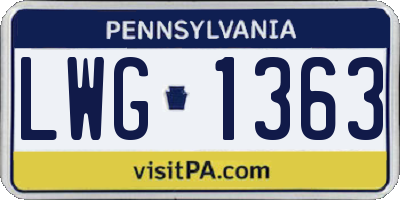 PA license plate LWG1363