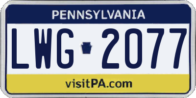 PA license plate LWG2077