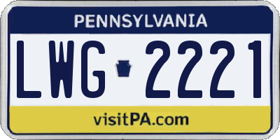 PA license plate LWG2221