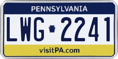 PA license plate LWG2241