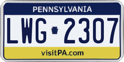 PA license plate LWG2307