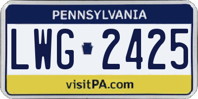 PA license plate LWG2425