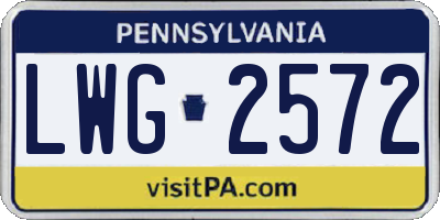 PA license plate LWG2572