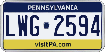 PA license plate LWG2594