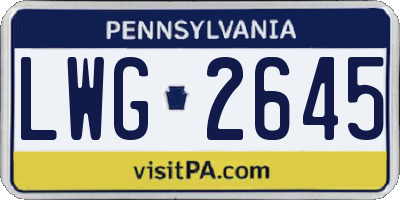 PA license plate LWG2645