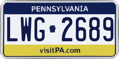 PA license plate LWG2689