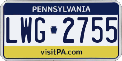 PA license plate LWG2755