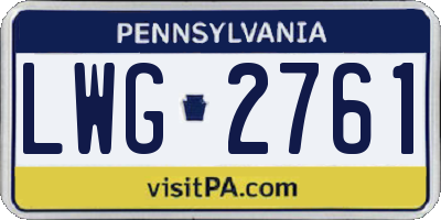 PA license plate LWG2761