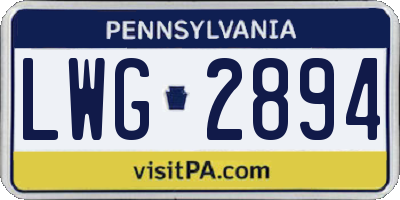 PA license plate LWG2894