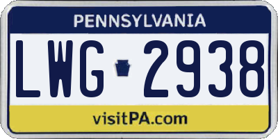 PA license plate LWG2938
