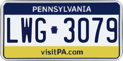 PA license plate LWG3079