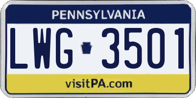 PA license plate LWG3501