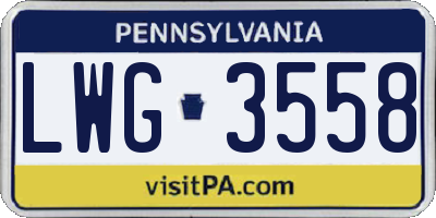 PA license plate LWG3558