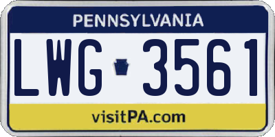 PA license plate LWG3561