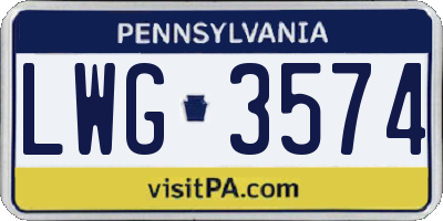PA license plate LWG3574