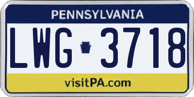 PA license plate LWG3718