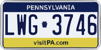 PA license plate LWG3746