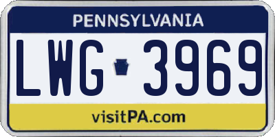 PA license plate LWG3969