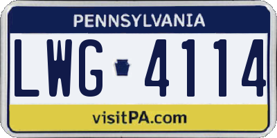 PA license plate LWG4114