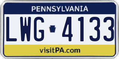 PA license plate LWG4133