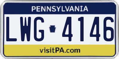 PA license plate LWG4146