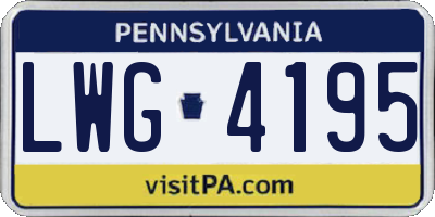 PA license plate LWG4195