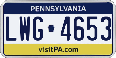 PA license plate LWG4653