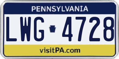 PA license plate LWG4728
