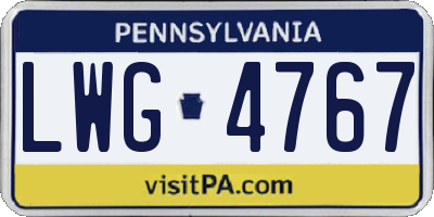 PA license plate LWG4767