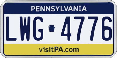PA license plate LWG4776