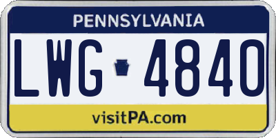 PA license plate LWG4840