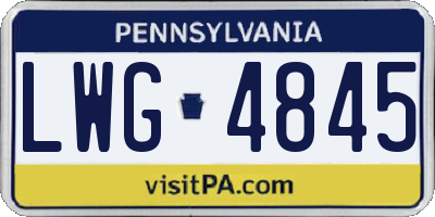 PA license plate LWG4845