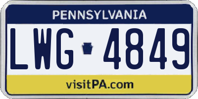 PA license plate LWG4849