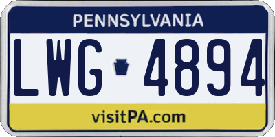 PA license plate LWG4894