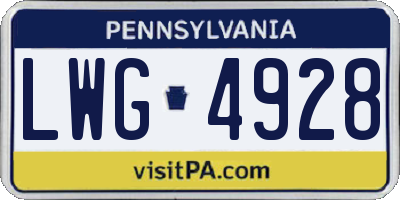 PA license plate LWG4928