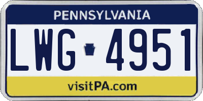 PA license plate LWG4951