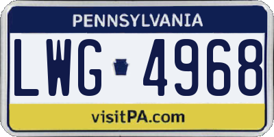 PA license plate LWG4968