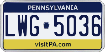 PA license plate LWG5036