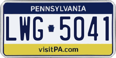 PA license plate LWG5041